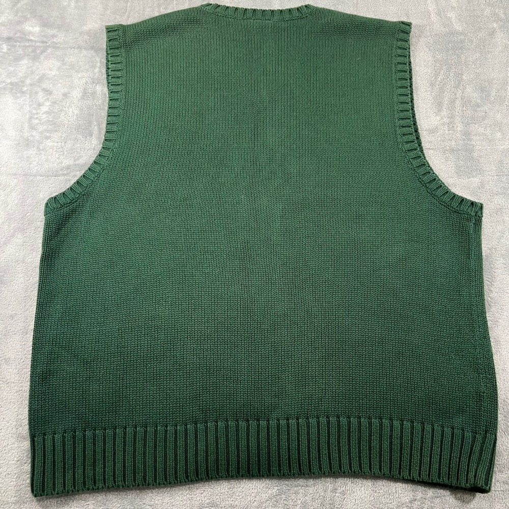 Polo Jeans Co Ralph Lauren Mens Large Green Cotton V-Neck Knit Sweater Vest L - Picture 8 of 9